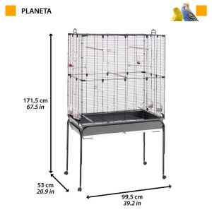 Ferplast Cusca pentru pasari Cusca pentru pasari Cusca exotica incl suport cu roti bol de hranire pentru pasari biban pentru pasari negru 100 x 53 x h - Img 2