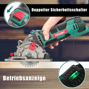 Fierastrau circular compact HYCHIKA 500W 4500RPM 3 lame incluse ideal pentru lemn metal si plastic - Img 3