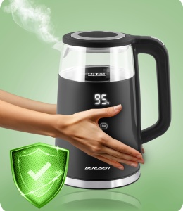 Fierbator de apa Berdsen 1,7 L 2200 W Negru cu Touchpanel - Img 5