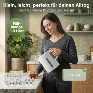 Fierbator de apa Clatronic WK 3834, 1L, 900W, BPA liber, alb - Img 3