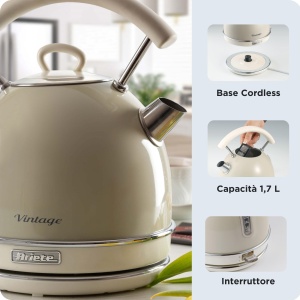 Fierbator electric Ariete Vintage 2877, 1,7L, 2000W, inox, bej - Img 4