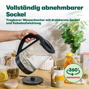 Fierbator electric BELLA 1,7 l, 1500 W, negru, din sticla - Img 4