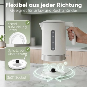 Fierbator electric Clatronic WK 3840, 1.8L, 2200W, BPA free, alb - Img 5