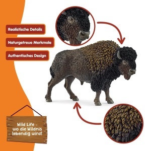 Figurina Bison Schleich WILD Life 14879, 13 x 4 x 8 cm, Detaliu Realist - Img 3