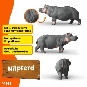 Figurina Flusspferd Schleich 14938 13 x 5 x 6 cm pentru copii de la 3 ani - Img 3