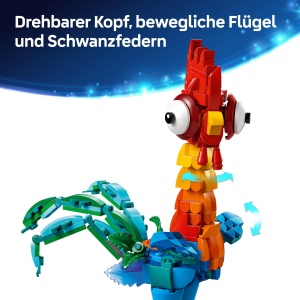 Figurina LEGO Disney Vaiana 2 Heihei - 566 piese, cu cap rotativ, aripi si stand - Img 6