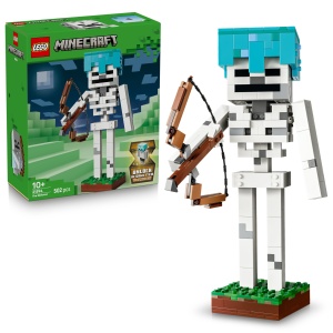 Figurina LEGO Minecraft Das Skelett 29 cm, 502 piese, cu diamanthelm