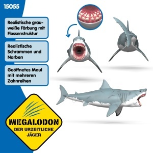 Figurina preistorica Schleich Megalodon, 28 x 11 x 12 cm, detaliata, pentru copii 3 - Img 3