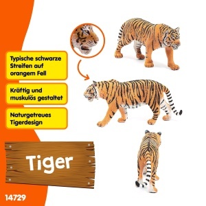 Figurina Tiger Schleich WILD Life 14729, 3 x 13 x 6 cm, Detaliu Realist - Img 2