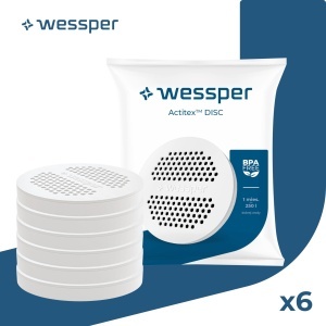 Filtru cu disc Wessper pentru sticle si ulcioare, filtru pentru sticle de apa cu carbune activ, reducerea clorului si a metalelor greleInlocuitor pentru sticle si carafe Brita Microdisc - 6 bucati - Img 2