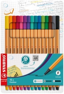 Fineliner STABILO point 88, 0.4 mm, culoare portocalie, tinta pe baza de apa