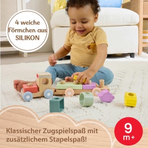 Fisher-Price JKH08 Locomotiva din Lemn cu Blocuri si Forme din Silicon pentru Copii 9 Luni - Img 4