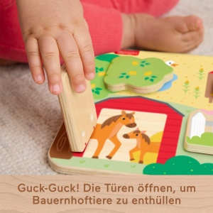 Fisher-Price Jocul peep-peep din lemn Fisher-Price pentru bebelusi si copii mici este o jucarie distractiva, de dezvoltare pentru copiii mici cu varsta de 1 an si peste., JCY33 - Img 4