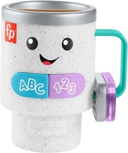 Fisher-Price Jucărie Laugh & Learn pentru bebeluși și copii mici, cană de cafea cu lumini și muzică, pentru copii de peste 6 luni, HXF49
