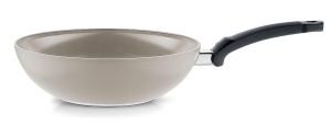 Fissler Ceratal/Aluminiu Wok (O 28 cm, 3,7 L) Tigaie ceramica acoperita cu antiaderent, margine inalta, Fabricat in Germania - Inductie, Gri