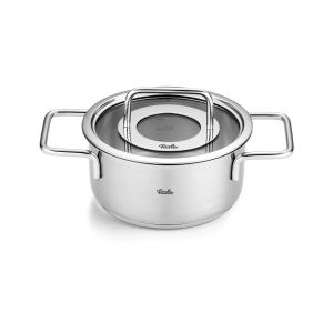 Fissler Pure Collection/cratita din otel inoxidabil (O 16 cm, 1,9L) Oale cu capac de sticla, scalare interioara - inductie