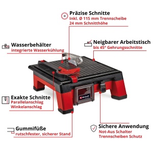 Fliesenschneider Einhell TE-TC 18115 Li-Solo Portabil 18V Turbo-Diamant - Img 3