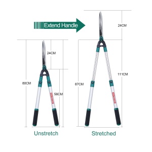 Foarfeca telescopica HYCHIKA 111CM cu lame din otel carbon pentru tunderea arbustilor si gardurilor vii - Img 5
