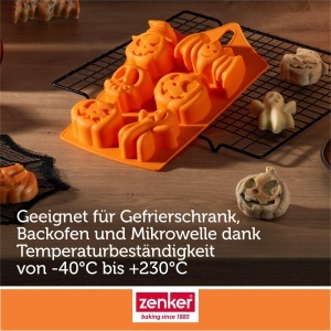 Forma de copt Halloween Zenker Mini-Dovleac, 6 forme, silicon, portocalie - Img 6