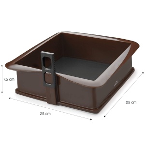 Forma de copt Lacor 66777, silicon antiaderent, baza din sticla, 25x25cm, maro - Img 2
