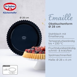 Forma de copt pentru torturi Dr. Oetker 28 cm Emaille, culoare albastra, rezistenta la zgarieturi - Img 2