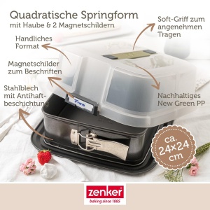 Forma de copt Zenker Bake Go 24x24 cm cu capac transportabil si strat antiaderent - Img 4