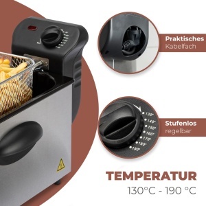 Friteuza Bomann FR 2264 CB, 3L Capacitate, 2000W, Inox - Img 5
