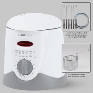 Friteuza Clatronic(r) 2in1 Fondue incl. 6 furculite Fondue | Fondue pentru fondue de ciocolata si branza | Friteuza pentru 1 litru ulei/grasime | Panou de control cu afisaj de control | Carcasa Cool-Touch | 840 wati | FFR 2916 - Img 10