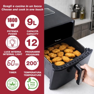 Friteuza cu aer cald BEPER P101FRI091, 9 Litri, 1800 W, Touchscreen - Img 2