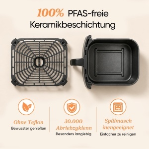 Friteuza cu aer cald Cosori TurboBlaze 6L, 9 in 1, ceramica - Img 2