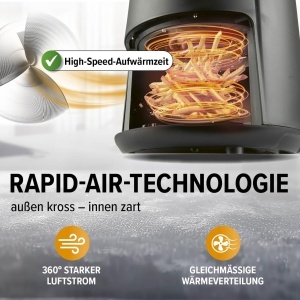 Friteuza cu aer cald GOURMETmaxx 2.3L, 1000W, Timer 60 min, Rapid-Air - Img 7