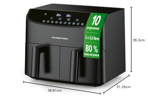 Friteuza cu aer cald GOURMETmaxx Doppelkammer 2x3,5L 2400W Negru - Img 11