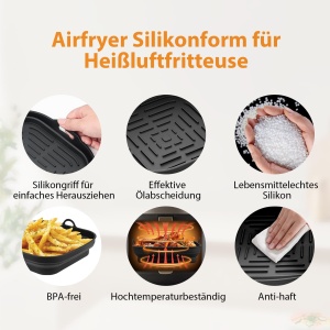 Friteuza cu aer cald GRIFEMA 2 Pack, 5-8L, Silikon, Hitzebestandig - Img 8
