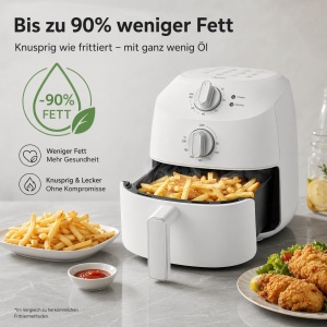 Friteuza cu aer cald Midea 2L, 1150W, alba, 5-in-1 - Img 3