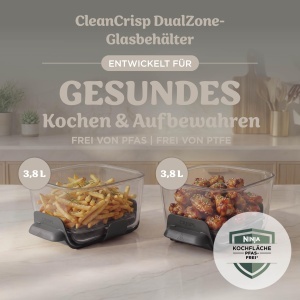 Friteuza cu aer cald Ninja CRISPi DualZone, 7.6 L, 8 functii, sticla - Img 6