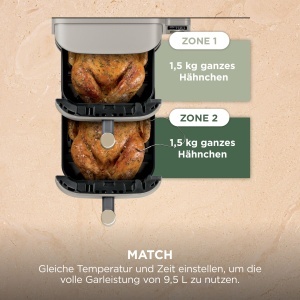 Friteuza cu aer cald Ninja Double Stack SL451EUSD, 9.5L, 6 functii, Steingold - Img 9