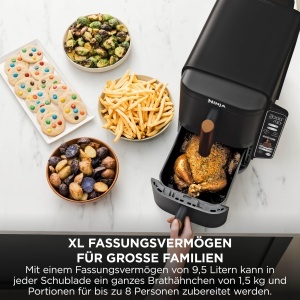 Friteuza cu aer cald Ninja Double Stack XL, 9,5 L, 6-in-1, NegruCupru - Img 5