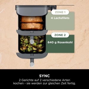 Friteuza cu aer cald Ninja Double Stack XL, 9.5L, 6 functii, gri - Img 7