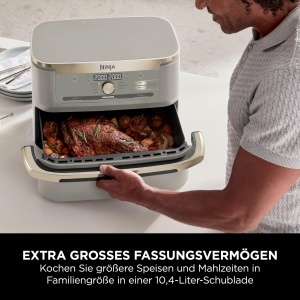 Friteuza cu aer cald Ninja Foodi FlexDrawer, 10,4 L, Dual Zone, Stone Gold - Img 4