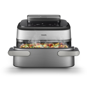 Friteuza cu aer cald Philips 5000 Megabasket, 9.5L, Argintie
