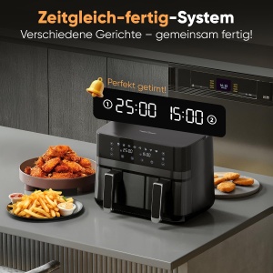 Friteuza cu aer cald ProfiCook(r) cu sistem de gata simultana | 9 litri | Friteuza cu aer 2 camere | prajiti fara grasime | Friteuza cu aer | Recipiente antiaderente | Friteuza cu aer | PC FR 1295 H - Img 2