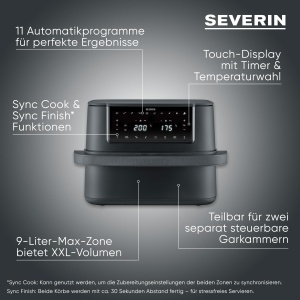 Friteuza cu aer cald Severin Max Zone Flex FR 9599 9L 2600W Negru Mat - Img 2