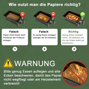Friteuza cu aer cald TopEsct Backpapier 120 bucati BPA liber 21x14cm - Img 7