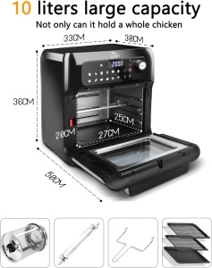 Friteuza cu aer cald Uten 10L, 1500W, 12 in 1, inox - Img 7