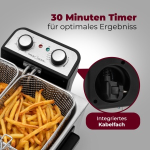 Friteuza dubla ProfiCookr Friteuza cu 2 cosuri mici si 1 mare Friteuza dubla cu tehnologie de zona rece Friteuza cu capacitate de 5L si recipient deta - Img 6