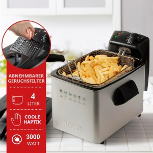 Friteuza electrica DOMO DO465FR, 4L, 3000W, inox, cu fereastra de vizionare - Img 2
