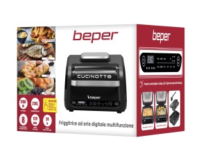 Friteuza multifunctionala BEPER P101FRI081, friteuza digitala cu LED cu 8 programe, gratar cu 4 moduri de gatit, temperatura pana la 230degC, temporizator pana la 120 min, incl. accesorii, negru - Img 9
