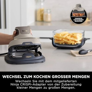 Friteuza portabila Ninja CRISPi 38L 4-in-1 Air Fry Fry Keep Warm Recrisp 6 portii 2x recipiente si capace de sticla detasabile 1700W Stone Gold FN101E - Img 12