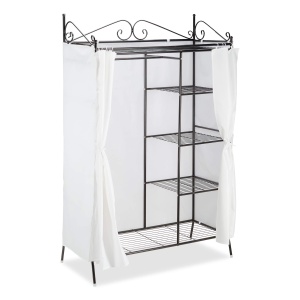 Garderoba din metal Relaxdays COUNTRY, 172 x 105 x 45 cm, negru-alb