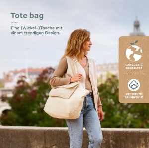 Geanta de scutece Babymoov Geanta Tote Bloom, geanta de scutece, capacitate de 35l, numeroase optiuni de depozitare, saltea de infasat, atasament pentru carucior si curea de umar incluse, geanta mica detasabila de 3l - Img 2